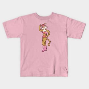 Mexican Cat Luchador Wrestler Sketch Drawing Kids T-Shirt